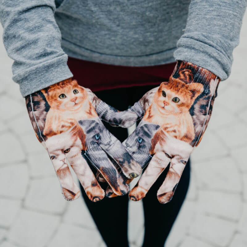 3D Cat Print Gloves