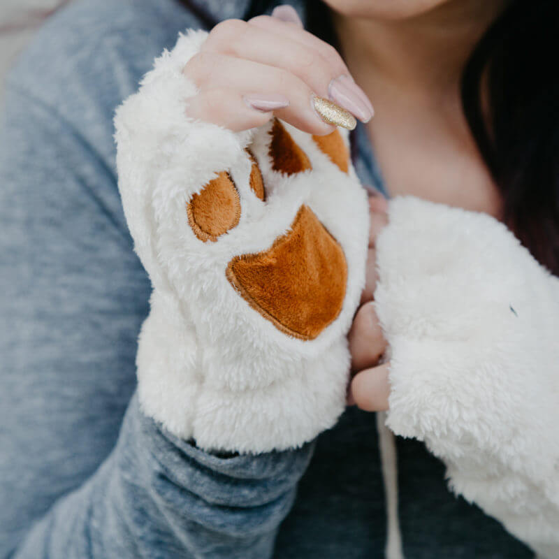 Fuzzy Paw Fingerless Gloves 