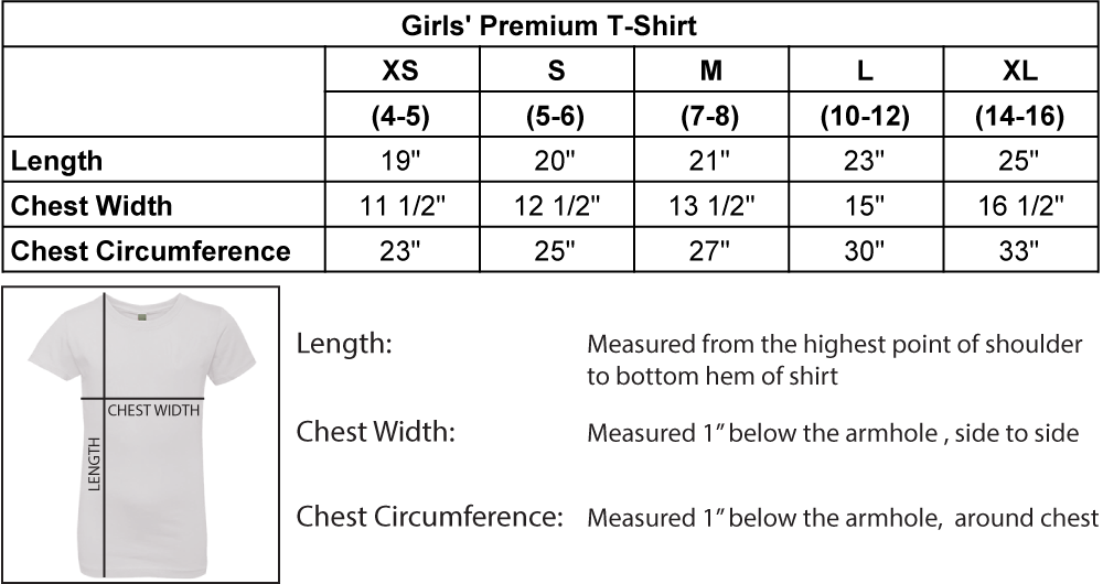 Girls Size Chart - iHeartCats.com