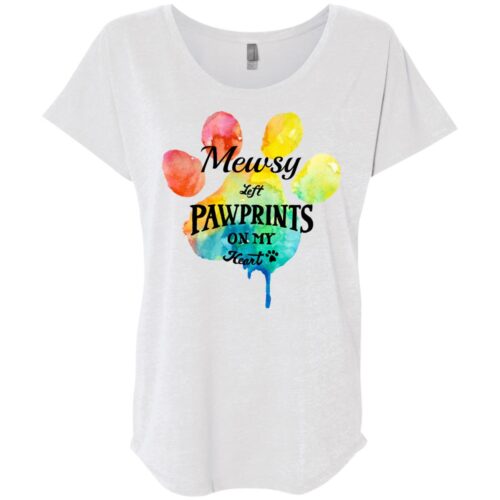 Pawprints On My Heart Personalized Ladies' Slouchy T-Shirt Heather White