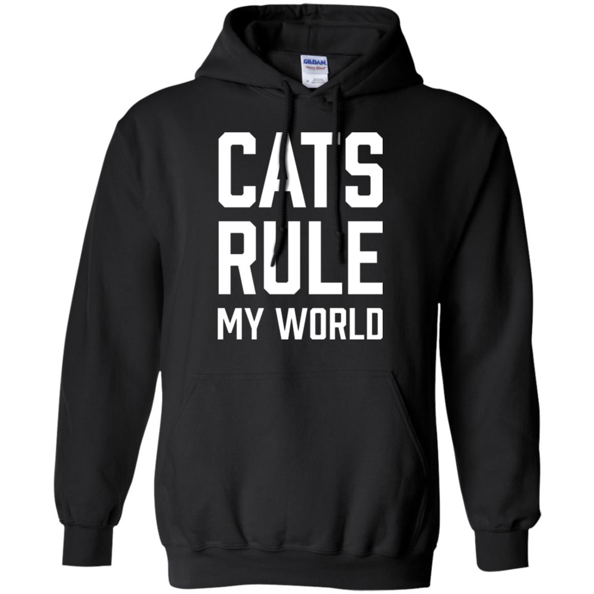 Cats Rule My World Pullover Hoodie Black - iHeartCats.com