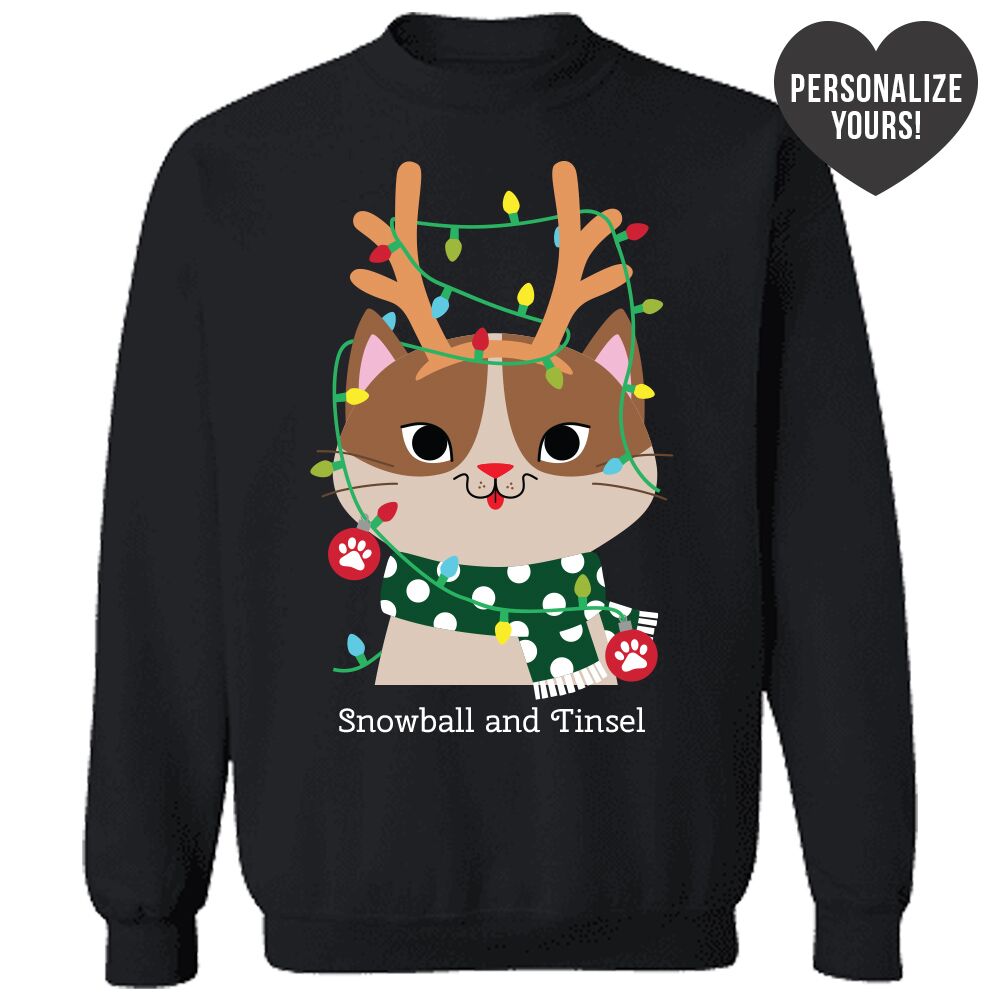 My Favorite Christmas Kitty Personalized Sweatshirt Black - iHeartCats.com