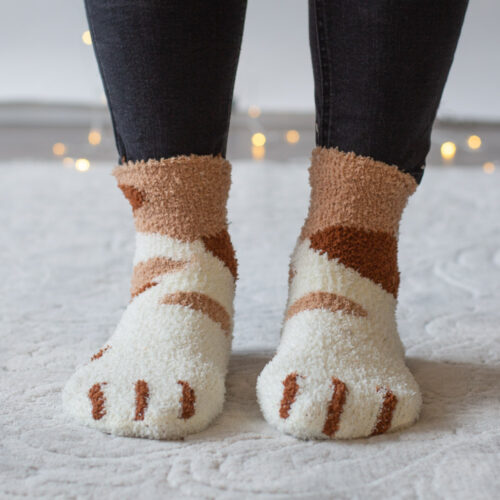 Warm n' Fuzzy Kitty Feet Socks- Calico❤️ Limited Time  Offer Save 50%