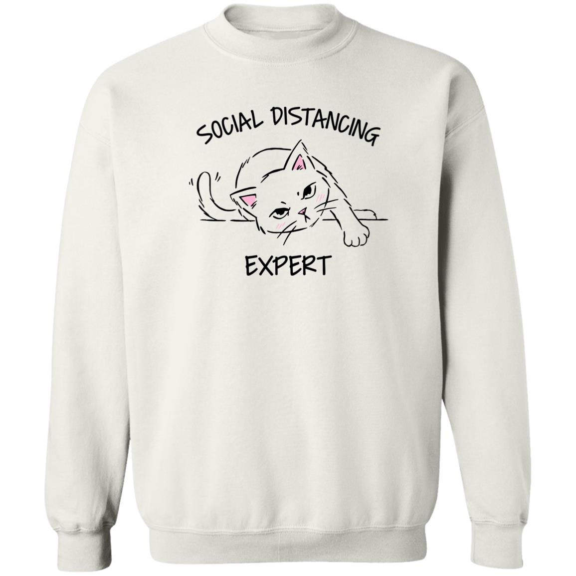 Social Distancing Expert Sweatshirt White - iHeartCats.com