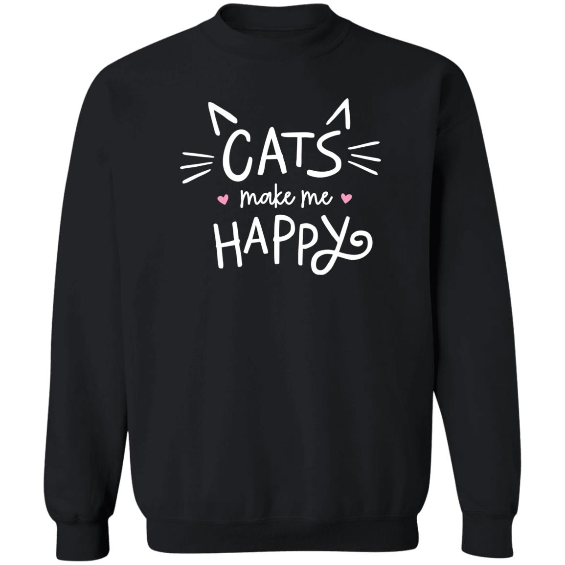 Cats Make Me Happy Sweatshirt Black - iHeartCats.com