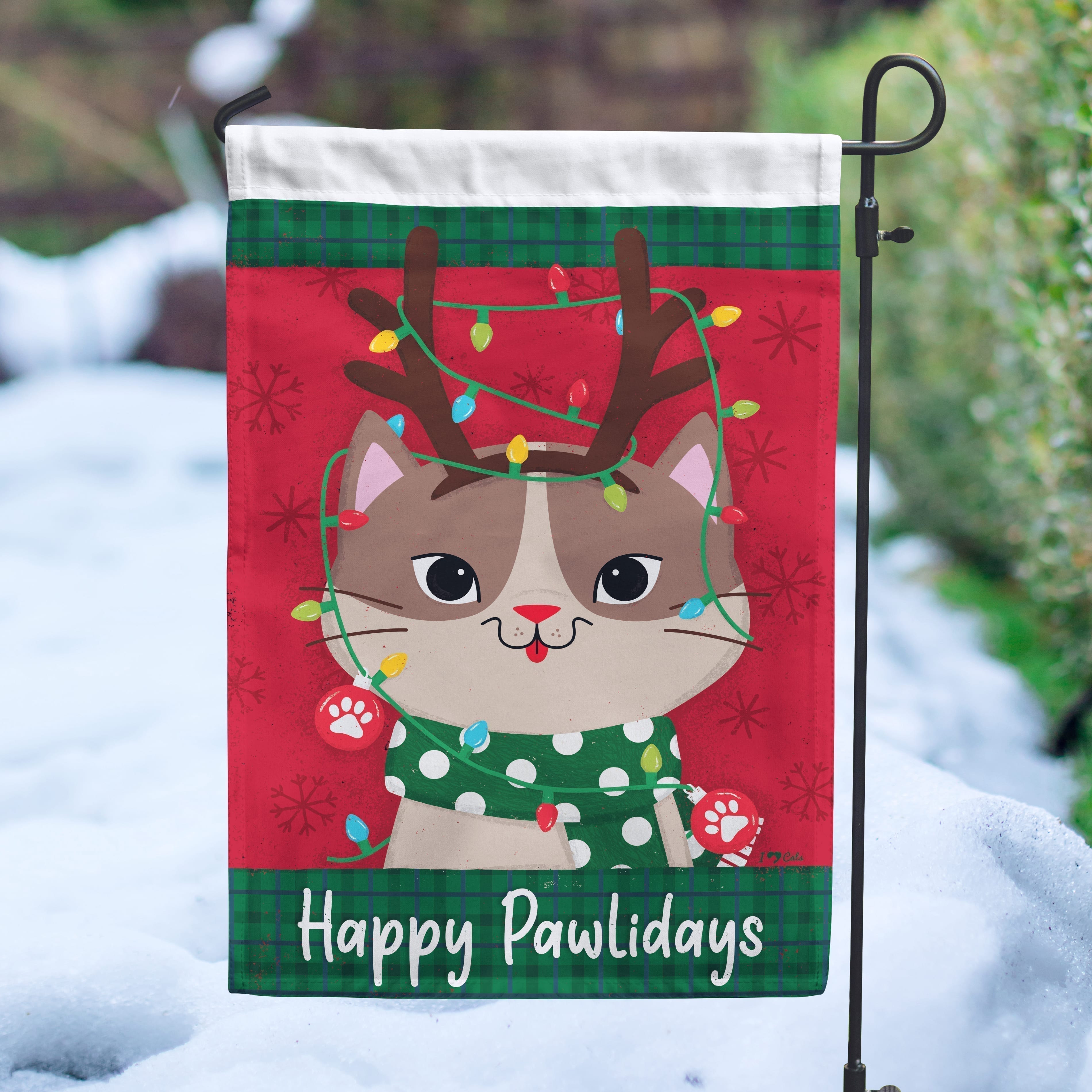 Happy Pawlidays Reindeer Kitty Garden Flag- Get 2 for $14.99!