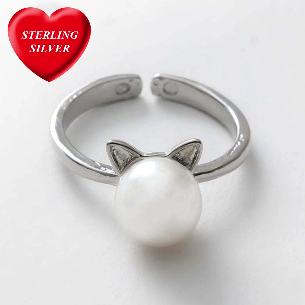 My Pearl Kitty Divine Sterling Silver Ring - iHeartCats.com