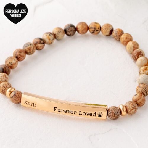 Customizable ‘Furever Loved’ Bracelet - Tan Picture Stone