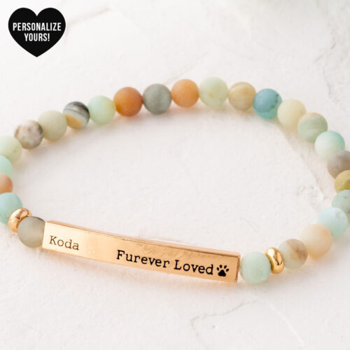 Customizable ‘Furever Loved’ Bracelet - Pastel Matte Amazonite
