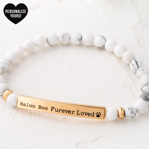 Customizable ‘Furever Loved’ Bracelet - White Turquoise