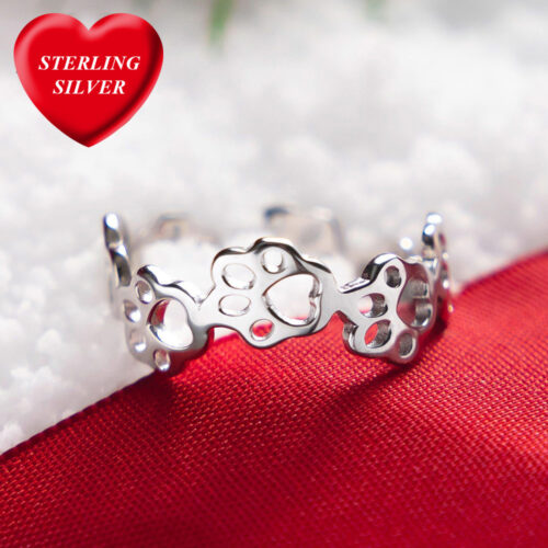 A Miracle Of Love "Paw Prints to My Heart" 🦋 Safe & Together Sterling Silver Ring (Feed 30 Shelter Cats)– Provides a Day of Safety & Care For Domestic Violence Victims