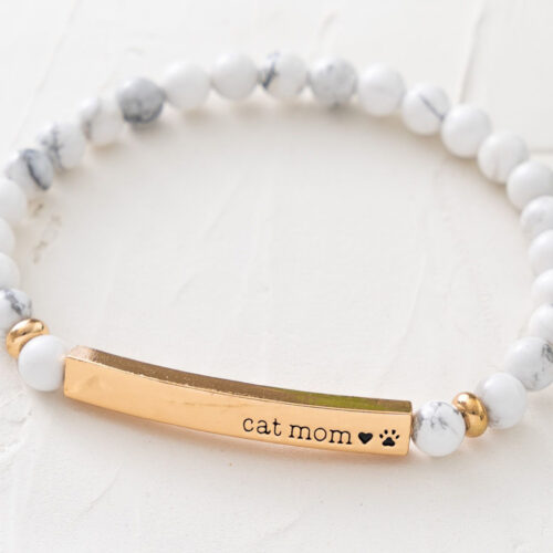 ‘Cat Mom’ Bracelet - White Turquoise