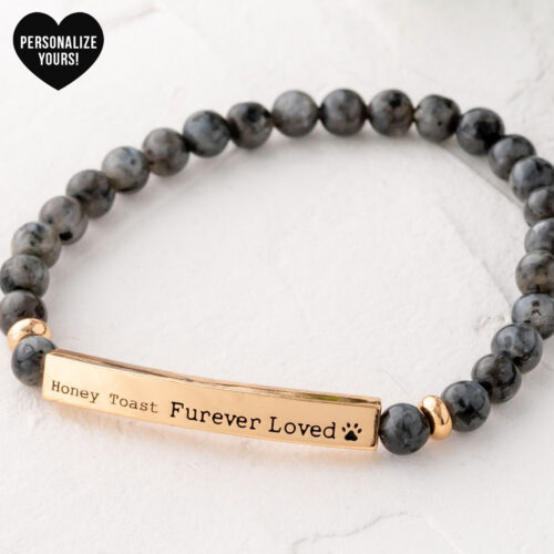 Customizable ‘Furever Loved’ Bracelet - Grey Spectrolite
