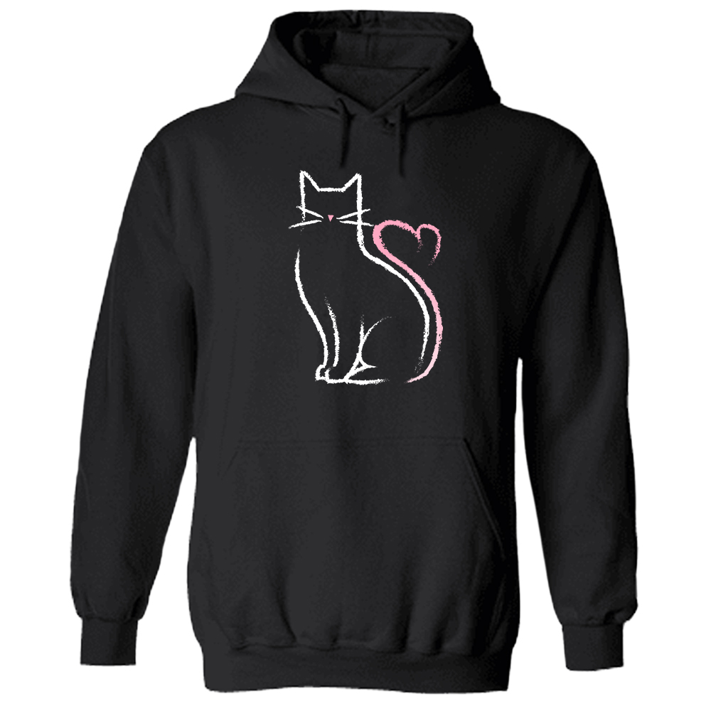 Cat Heart Tail Hoodie Black - iHeartCats.com