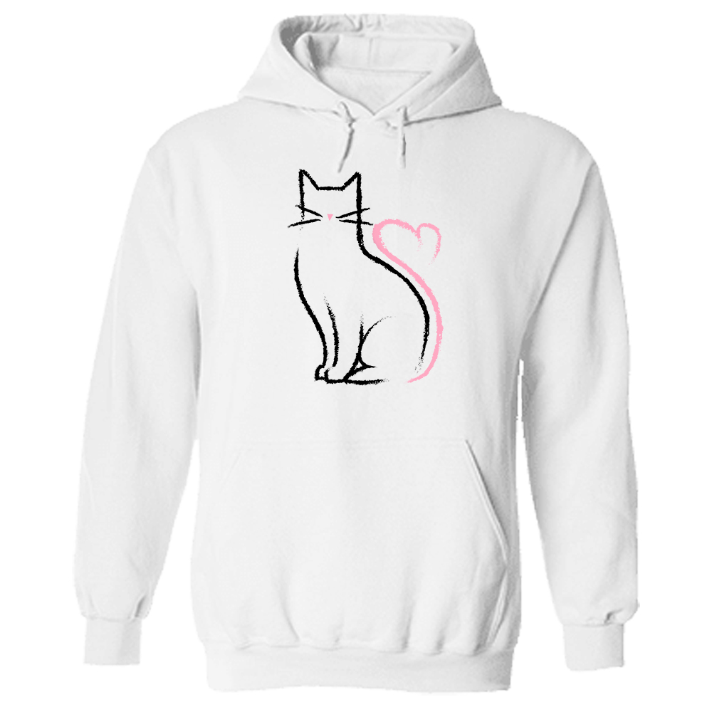 Cat Heart Tail Hoodie White - iHeartCats.com