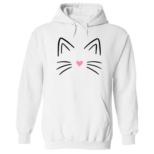 Kitty Face Hoodie White