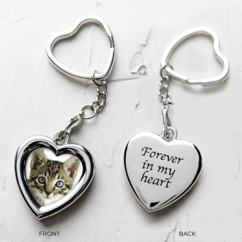 'Forever In My Heart' 🦋 Safe & Together Cat Photo Keychain Locket – Provides a Day of Safety & Care For Domestic Violence Victims
