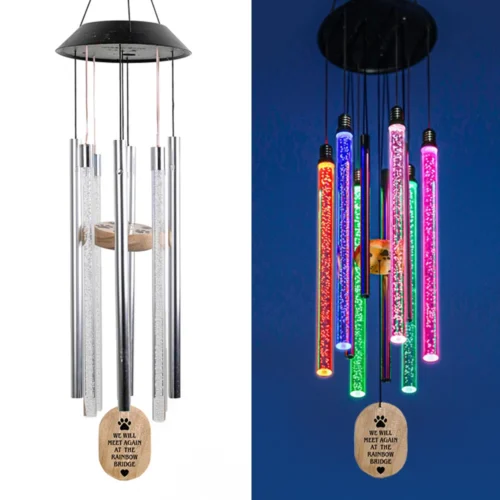 Rainbow Bridge Forever In My Heart Color Changing -Cat Solar Chime with Gift Box - Deal 25% off!
