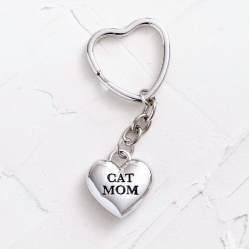 Cat Mom Heart 🦋 Safe & Together Keychain & Purse Accessory – Provides a Day of Safety & Care For Domestic Violence Victims