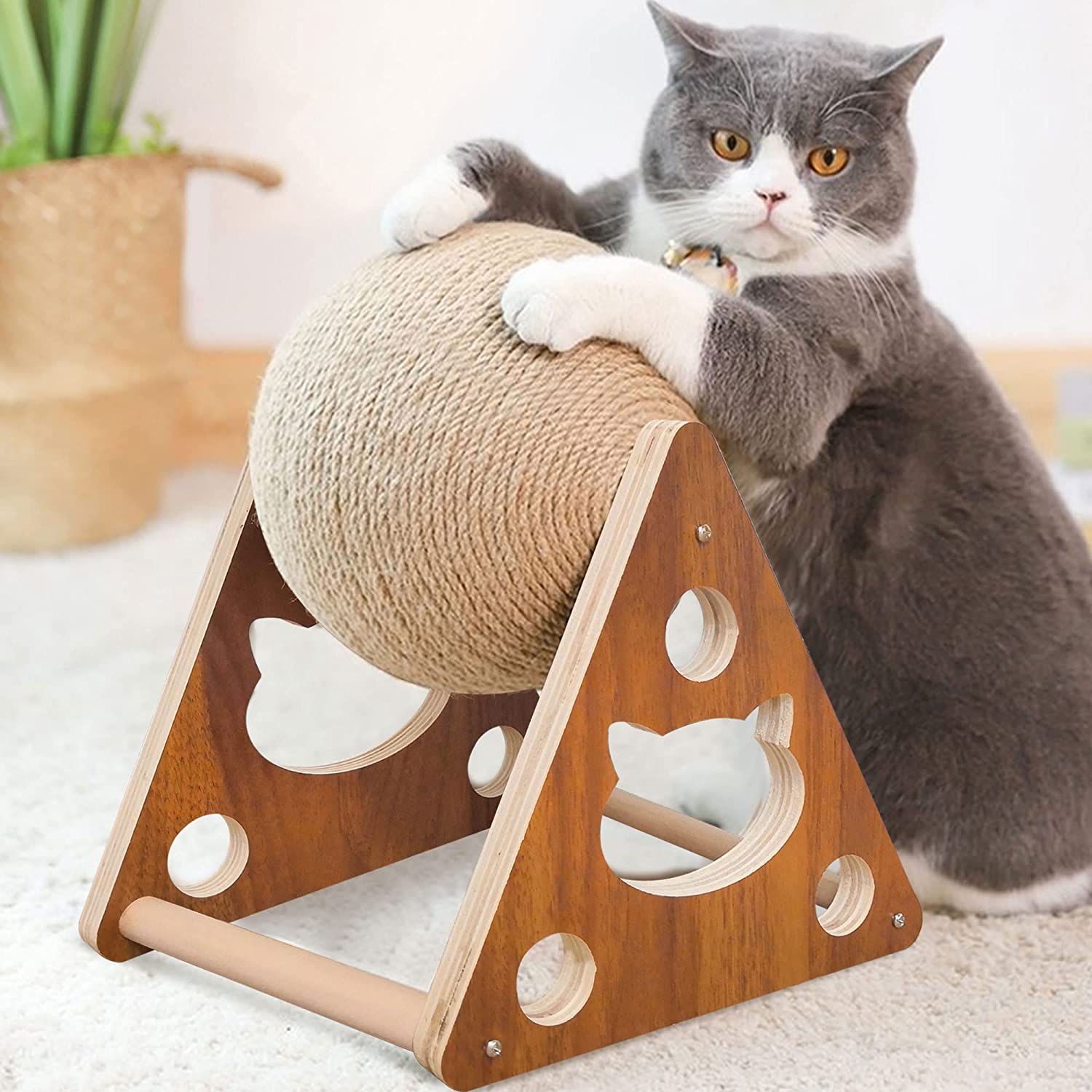 AGYM Natural Sisal Cat Scratcher Toy with Ball