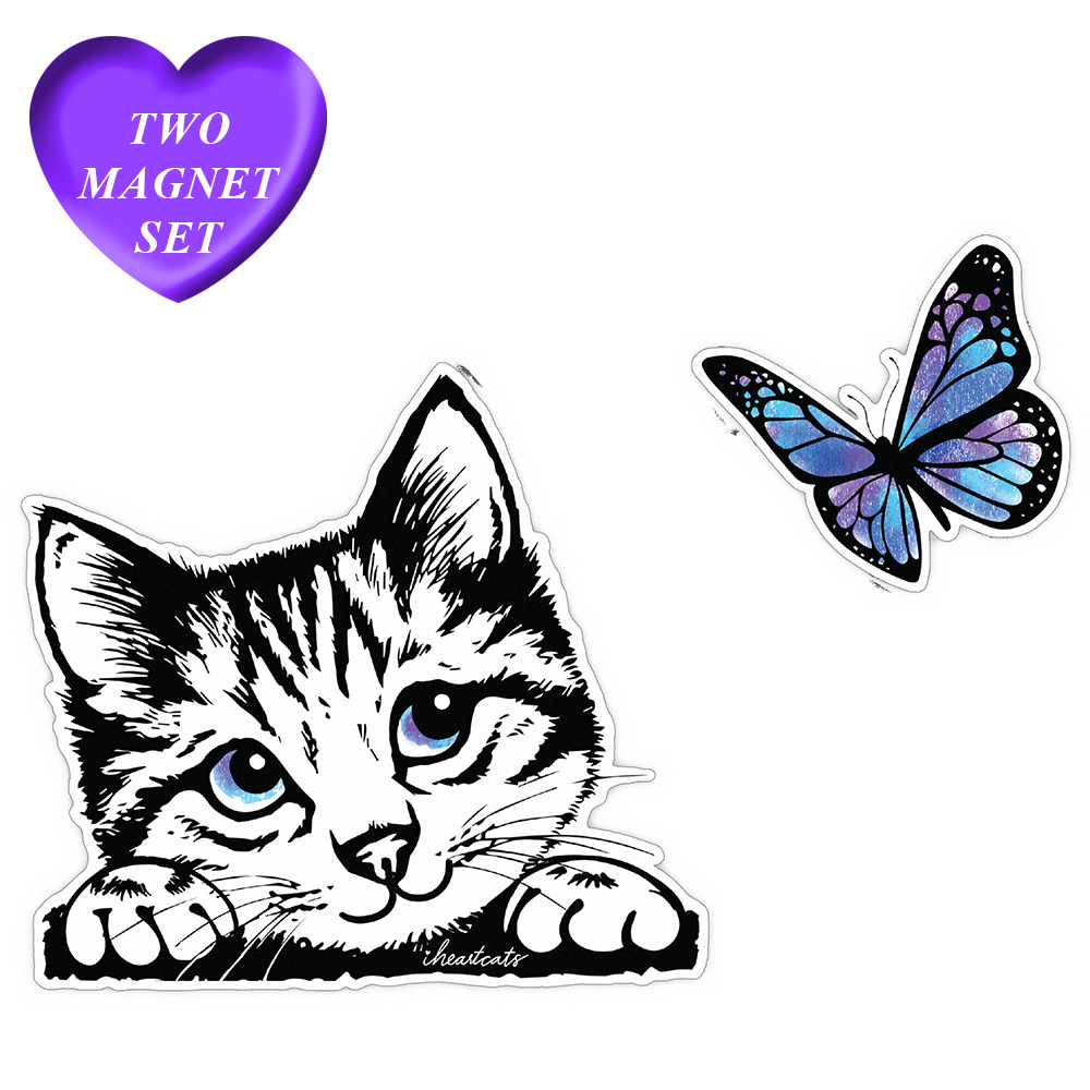 Kitty & The Butterfly - Car Magnet Two-Piece Set - Deal 55% OFF