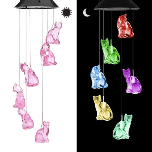 For the Love of Cats Color Changing Solar Light Chime - Deal 25% Off
