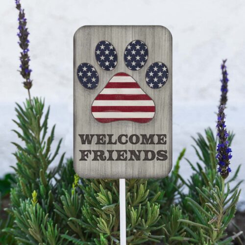 Welcome Friends 🇺🇲 Paw USA – Garden Stake