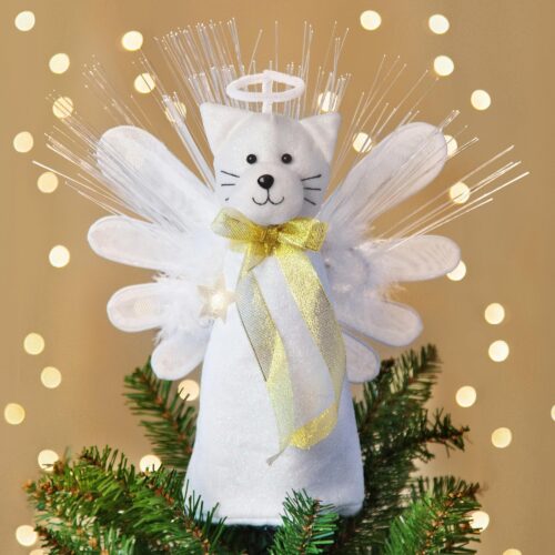 NEW A ‘Christmas Miracle’ Angel Cat Tree Topper with Holiday Lights – Deal 40% OFF