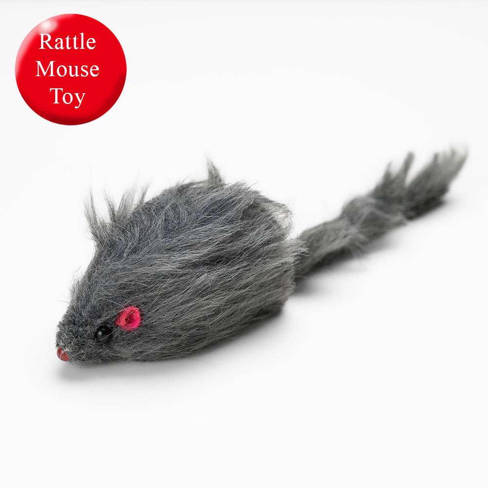 Furry Mouse Rattle Toy- Grey- Deal 80% OFF