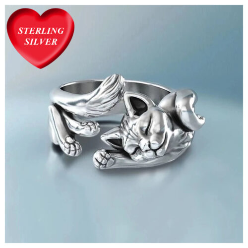 Sleeping Cuddle Kitty- Sterling Silver Cat Ring - ❤️ Limited Time Valentine's Day Offer Save 50%