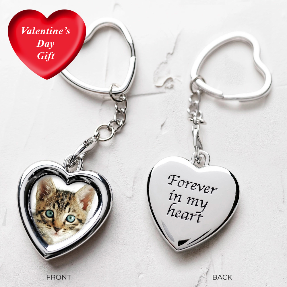 ‘Forever In My Heart’ Cat Memorial Photo Keychain Locket ❤️ Limited Time Valentine's Day Offer Save 60%
