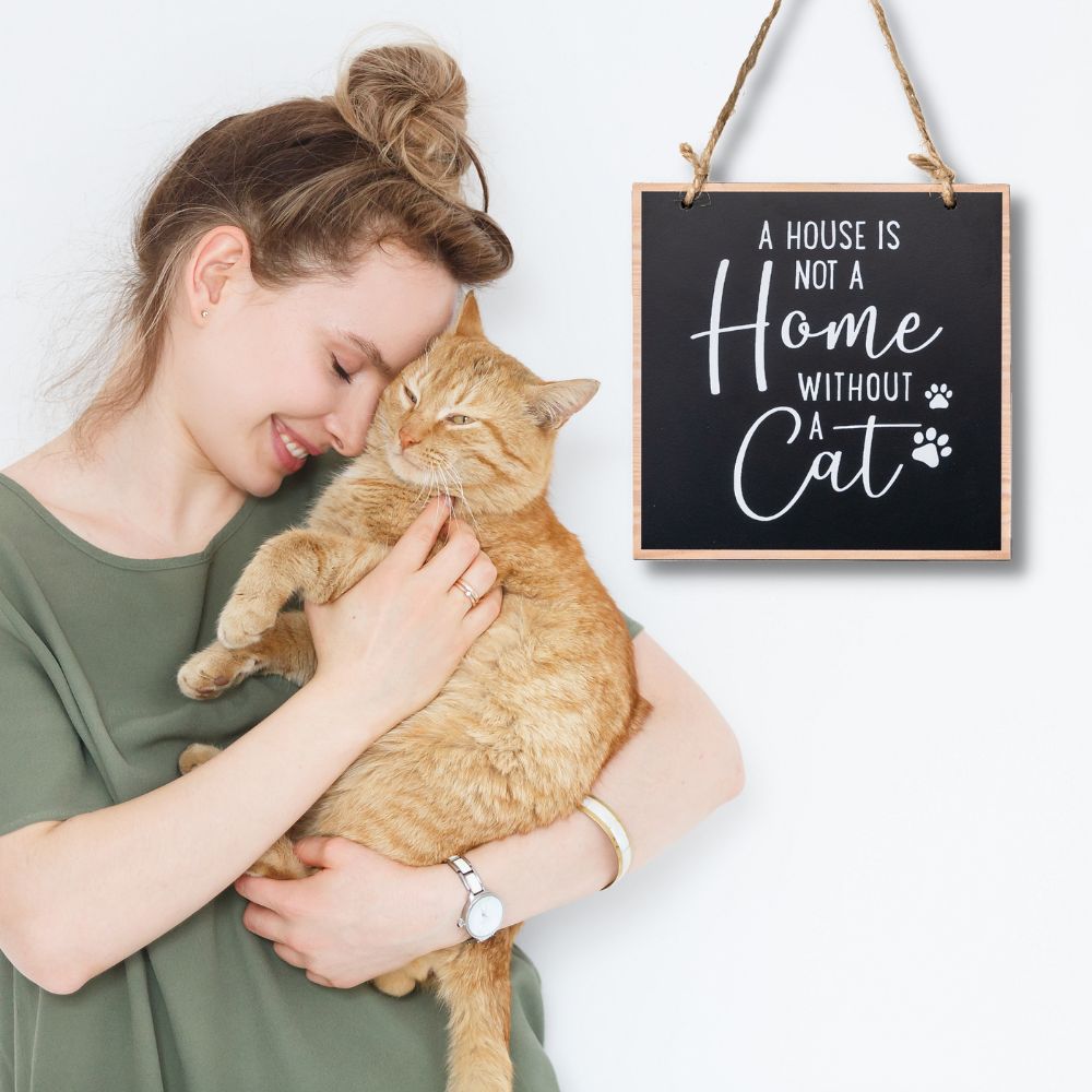 A House Is Not A Home with Out A Cat - Inspirational Cat Home Decor Sign