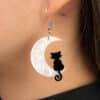Purrfect Start - I Love You To The Moon and Back - Cat Dangle Earrings - Saving The Tiniest Of Loves - Image 2