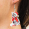 Christmas Cat Earrings | Santa Hat Kitten Dangle Earrings | Holiday Stocking Stuffer Cat Lover Jewelry Gift