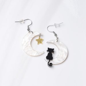 Special Offer! I Love My Cat to the Moon and Back, Cat Dangle Earrings, Gifts for Cat Mom, Cat Lover Earrings