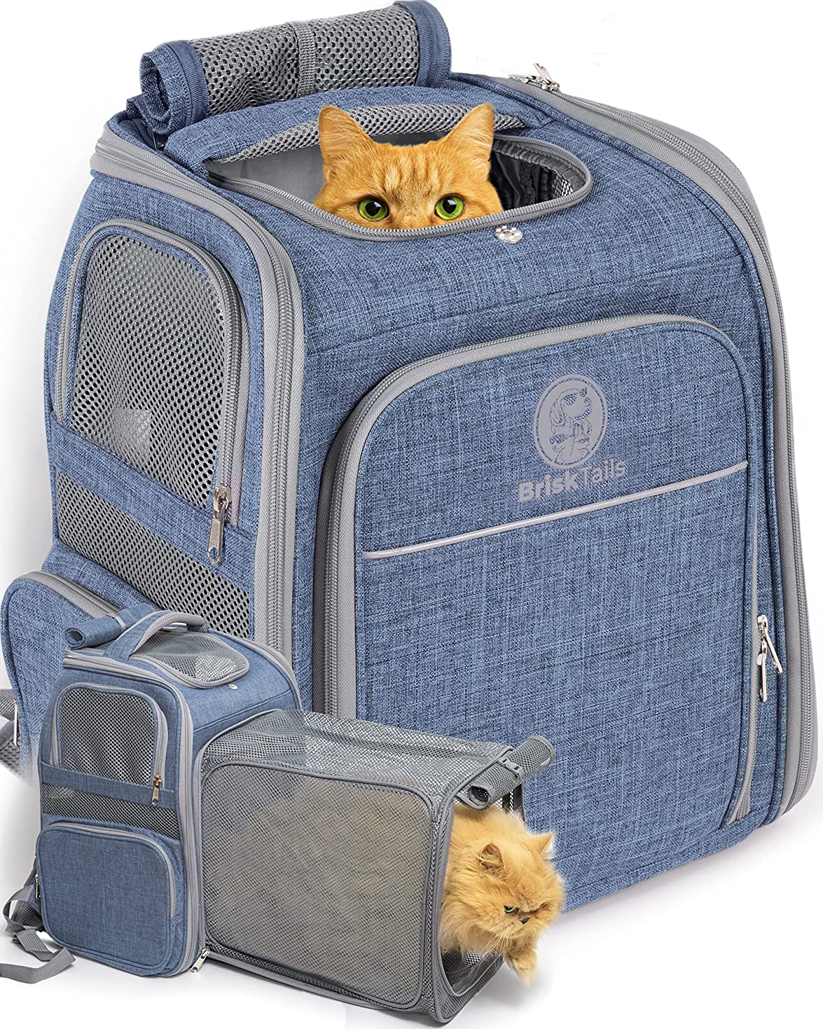 8. BriskTails Expandable Cat Backpack