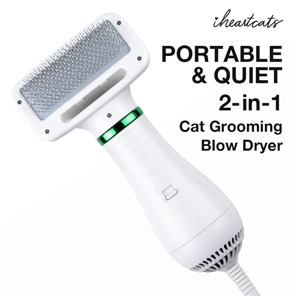 Special Offer! iHeartCats Furrific Cat Hair Dryer- Portable and Quiet 2 in  1 Pet Grooming Hair Blow Dryer, Adjustable Temperature – Give Your Kitty a  Salon Like Experience! 