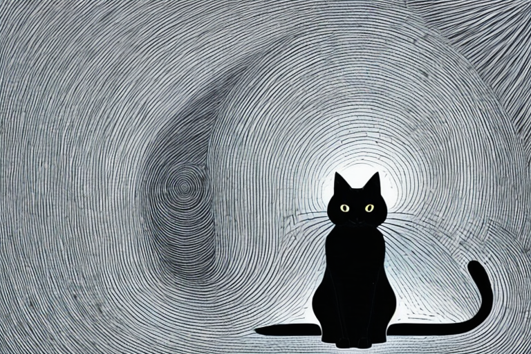 A black cat in a dark room
