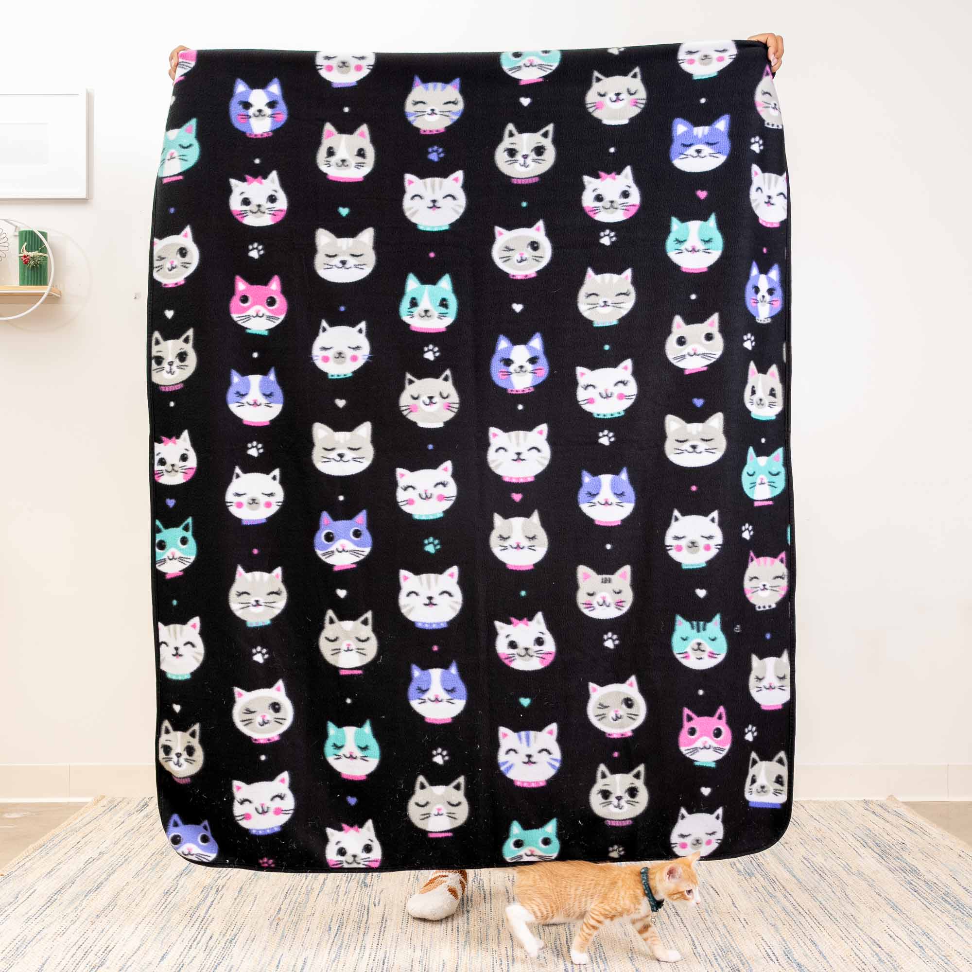 iHeartCats - Luv Love Kitties Polar Fleece Cat Blanket - Ultra Soft - Large Throw Blanket 50"x 60"