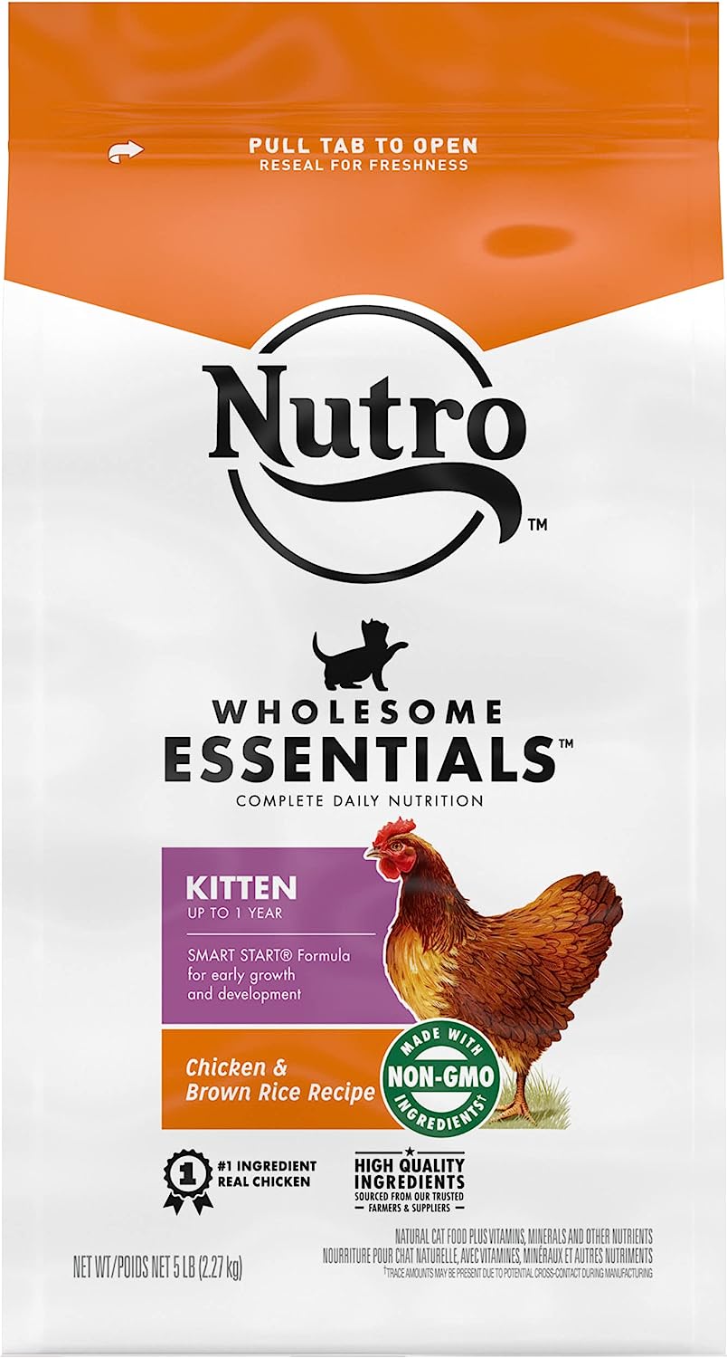 NUTRO WHOLESOME ESSENTIALS Natural Dry Cat Food, Kitten Chicken & Brown Rice Recipe Cat Kibble