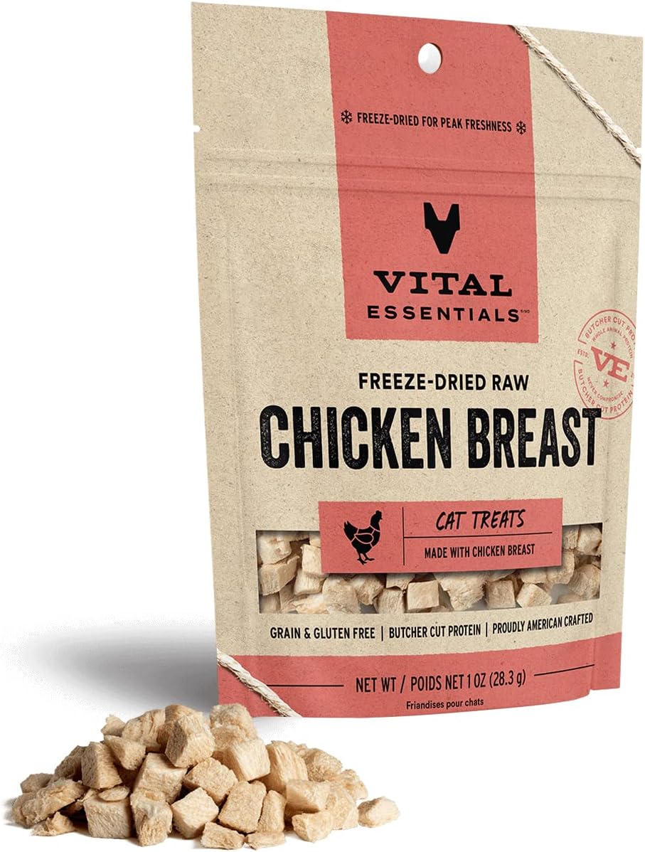 Vital Essentials Freeze Dried Cat Treats, Raw Chicken Breast Treats for Cats