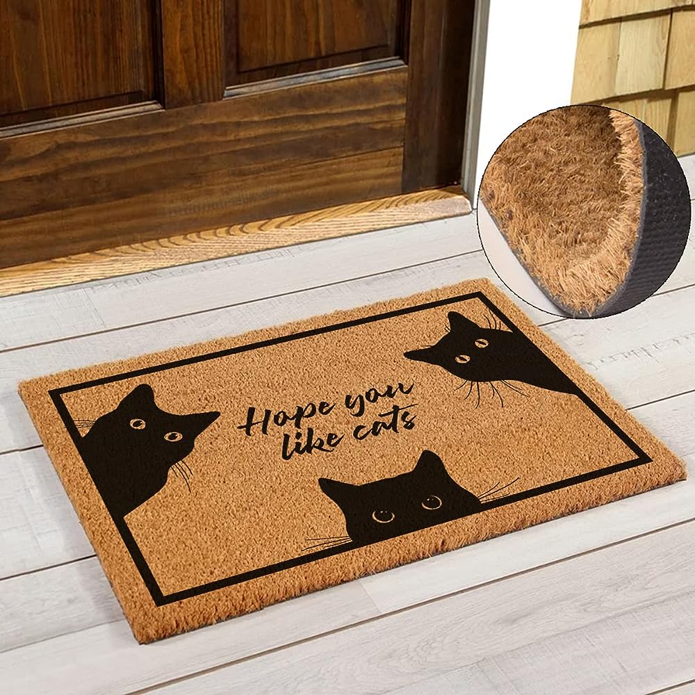 Door Mat Black Cat Welcome Indoor Entrance Rugs Cute Front Doormat