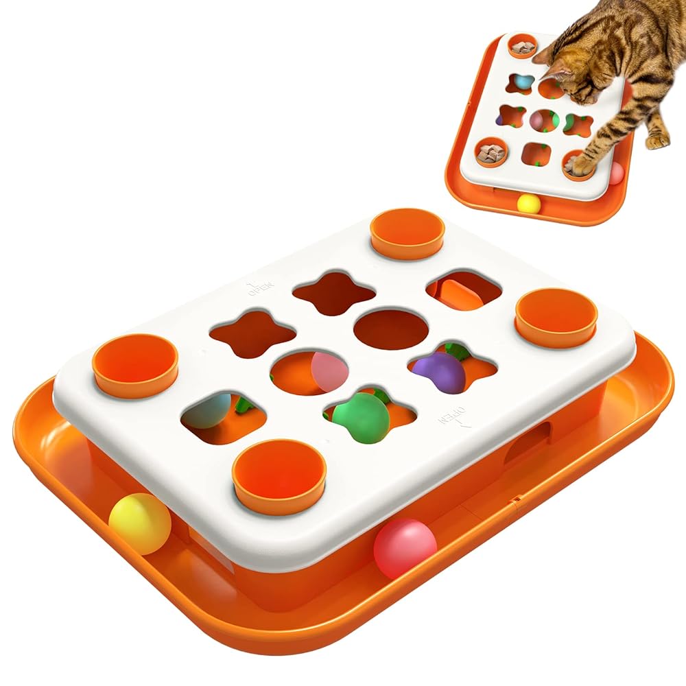 TOKLYUIE Cat Toy Indoor for Cats Interactive Best Kitten Puzzle Toys Sellers Kitty-Treasure Chest Puzzles Smart Stimulating Mental Stimulation Brain Games