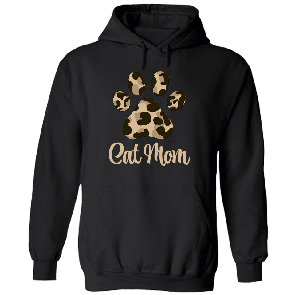 iHeartCats Awesome Cat Mom Leopard Paw Hoodie Black