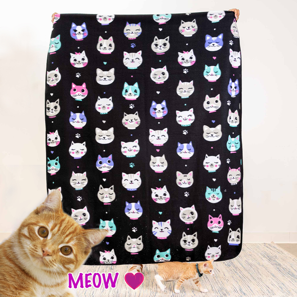 Kitty & Me | Fleece Cat Blanket and Cat Mat, Cats in The Garden