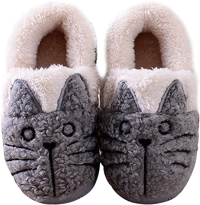 GaraTia Women/Kids Family Cute Cat Warm House Slippers Booties