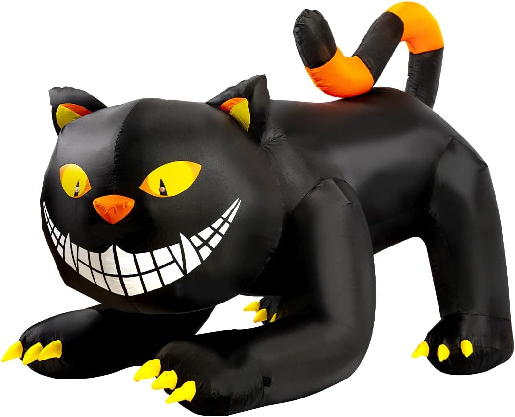 GOOSH 6 FT Halloween Inflatables Outdoor Black Cat with Shakable Head
