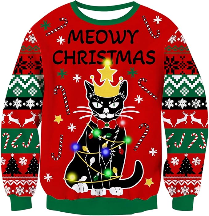 RAISEVERN Light Up Ugly Christmas Sweater
