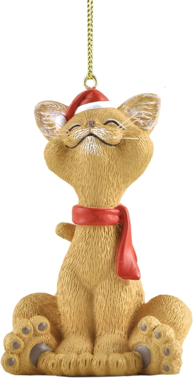 JFSM INC. Whimsical Orange Cat Christmas Ornament Figurine