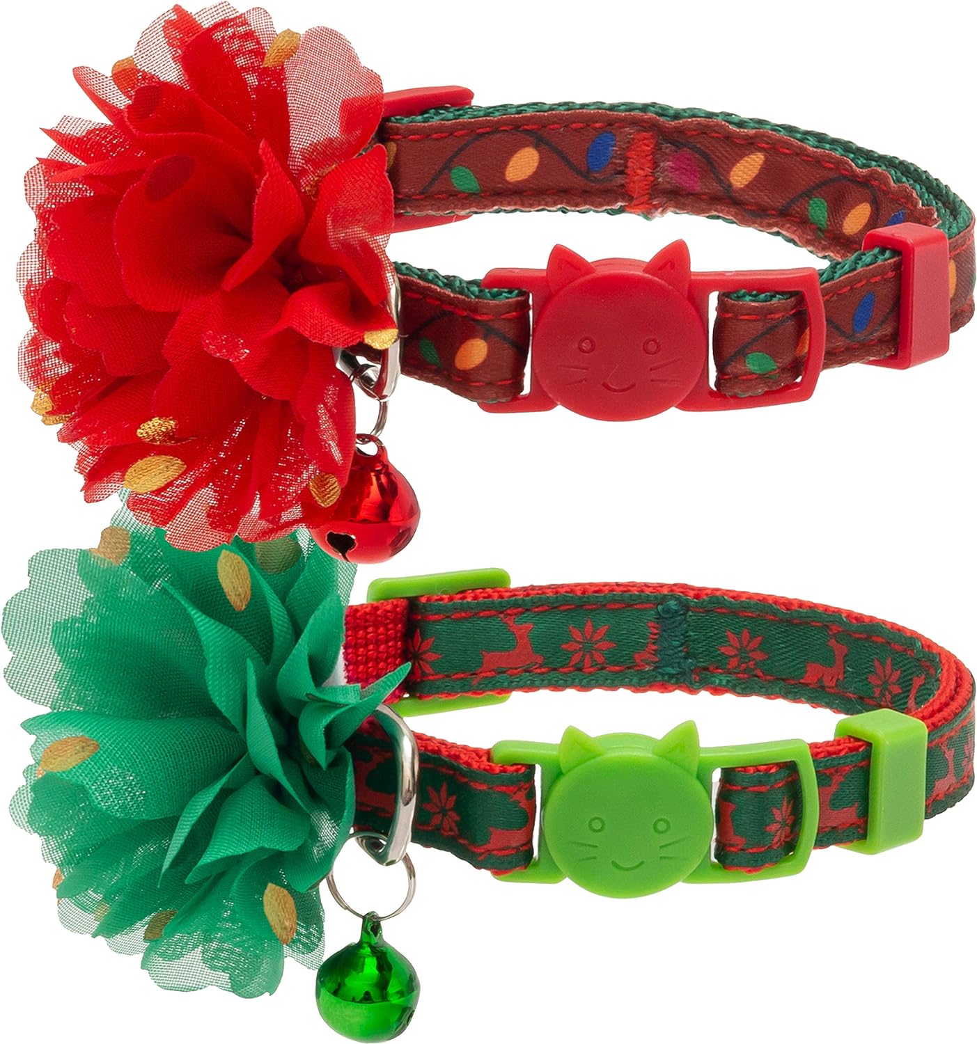 CHERPET Christmas Cat Collar with Bell, 2 pack